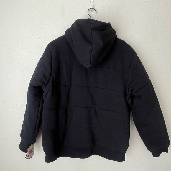 NWT Champion Hooded Reverse Weave heavy weight puffer Jacket Black large - Picture 9 of 15